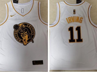 Nike Boston Celtics #11 Kyrie Irving Jersey White Golden