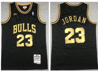 Chicago Bulls #23 Michael Jordan With Finlas Patch Jerseys Black Gold