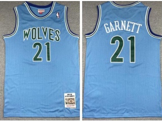 Minnesota Timberwolves #21 Kevin Garnett Throwback Jerseys Light Blue