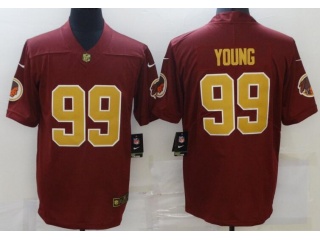 Washington Redskins #99 Chase Young Number Vapor Limited Jersey Red With Gold 