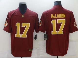 Washington Redskins #17 Terry McLaurin Number Vapor Limited Jersey Red With Gold