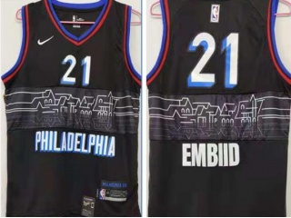 Nike Philadelphia 76ers #21 Joel Embiid 2020-2021 City Jerseys Black 