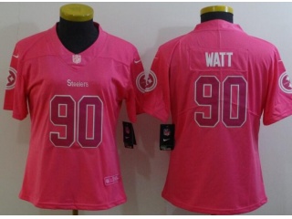 Woman Pittsburgh Steelers #90 Watt Limited Jersey Pink