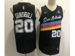 Nike San Antonio Spurs #20 Manu Ginóbili 2020-21 City Jersey Black 