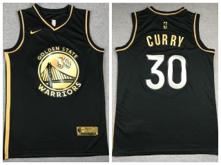Golden State Warriors #30 Stephen Curry 2021 Basketball Jersey Black Golden
