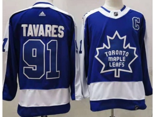 Adidas Toronto Maple #91 John Tavares Retro Jersey Blue 