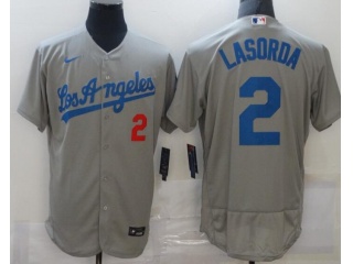 Nike Los Angeles Dodgers #2 Lasorda Los Angeles Flexbase Jersey Grey