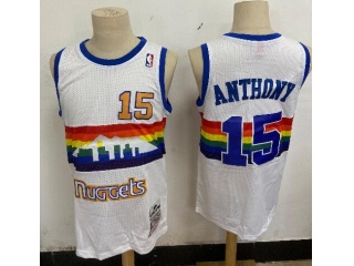 Denver Nuggets #15 Nikola Jokic Rainbow Throwback Jersey White