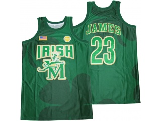 Lebron James #23 Fighting Irish Fashion Basketball Jersey Green