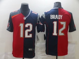 Tampa Bay Buccaneers X New England Patriots #12 Tom Brady Limited Jersey Red/Blue Split