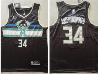 Jordan Milwaukee Bucks #34 Giannis Antetokounmpo Jersey Black