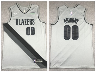 Nike Portland Trail Blazers #00 Carmelo Anthony 2021 Earned Jersey Gray
