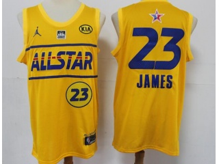 Jordan Los Angeles Lakers #23 Lebron James 2021 All Star Jersey Yellow