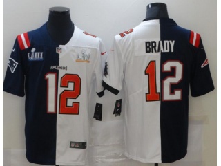 New England Patriots #12 Tom Brady Split With Superbowl Limited Jersey Blue/White