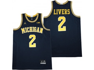 Michigan Wolverines #2 Isaiah Livers Basketball Jersey Navy Blue