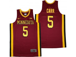 Minnesota Golden Gophers #5 Marcus Carr Gophers Basketball Jersey Red