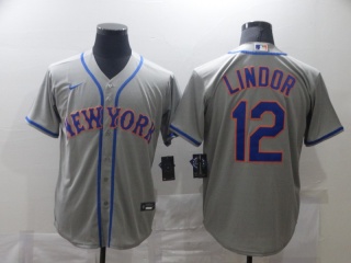 Nike New York Mets #12 Francisco Lindor Cool Base Jersey Gray