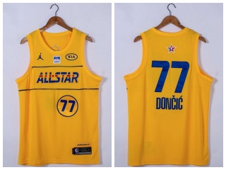Jordan Dallas Mavericks #77 Luka Doncic 2021 All Star Jersey Yellow