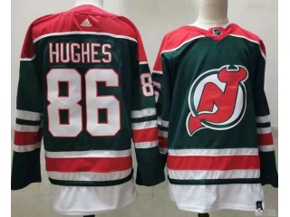 Adidas New Jersey Devils #86 Jack Hughes Retro Jersey Green