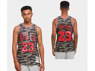 Chicago Bulls #23 Michael Jordan Tiger Camo Hardwood Classics Jersey Green