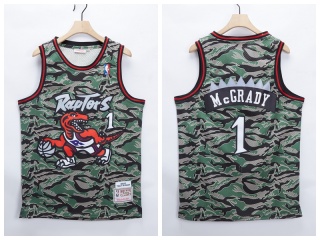 Toronto Raptors #1 Tracy McGrady Tiger Camo Hardwood Classics Jersey Green