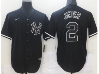 New York Yankees #2 Derek Jeter Light Out Jersey Black