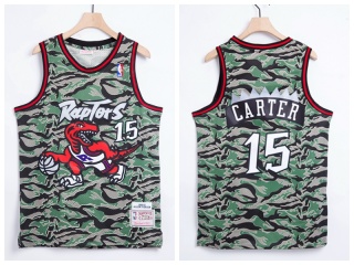 Toronto Raptors #15 Vince Carter Tiger Camo Hardwood Classics Jersey Green