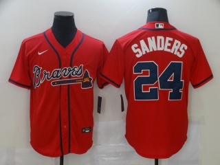 Nike Atlanta Braves #24 Deion Sanders Cool Base Jersey Red