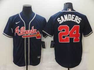 Nike Atlanta Braves #24 Deion Sanders Cool Base Jersey Navy Blue