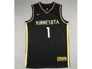 Nike Minnesota Timberwolves #1 Anthony Edwards Jersey Black Golden