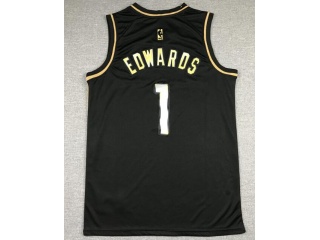 Nike Minnesota Timberwolves #1 Anthony Edwards Jersey Black Golden