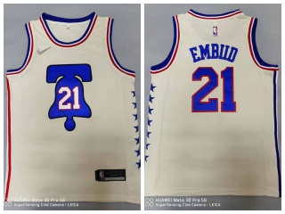 Nike Philadelphia 76ers #21 Joel Embiid 2021 Earned Jersey Cream