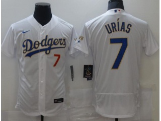 Nike Los Angeles Dodgers #7 Julio Urias 2021 Gold Program Flexbase Jersey White/Gold