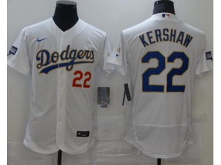 Nike Los Angeles Dodgers #22 Clayton Kershaw 2021 Gold Program Flexbase Jersey White/Gold