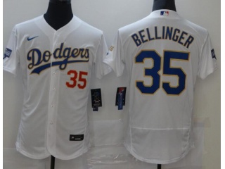 Nike Los Angeles Dodgers #35 Cody Bellinger 2021 Gold Program Flexbase Jersey White/Gold
