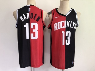 Nike Brooklyn Nets & Houston Rockets #13 James Harden Split Jersey Black/Red