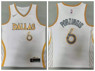 Nike Dallas Mavericks #6 Kristaps Porzingis 2021 City Jersey White