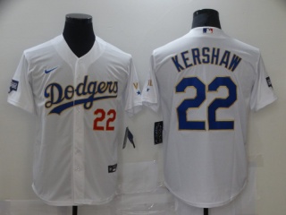 Nike Los Angeles Dodgers #22 Clayton Kershaw 2021 Gold Program Cool Base Number On Chest Jersey White