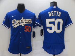 Nike Los Angeles Dodgers #50 Mookie Betts 2021 Gold Program Flexbase Jersey Blue