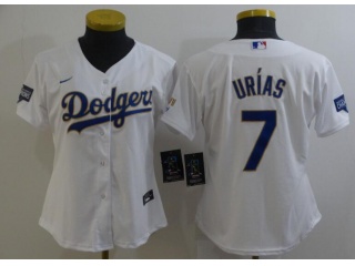 Woman Nike Los Angeles Dodgers #7 Julio Urias Gold Program Jersey White Gold