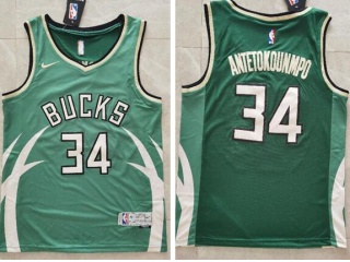 Nike Milwaukee Bucks #34 Giannis Antetokounmpo 2021 Earned Jersey Green