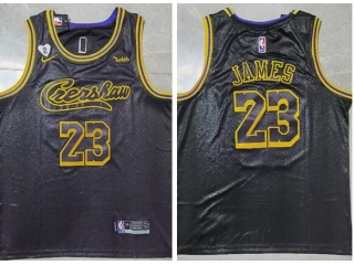 Nike Los Angeles Lakers #23 LeBron James Creashaw City Jersey Black