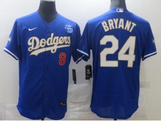 Nike Los Angeles Dodgers #8/24 Kobe Bryant 2021 Gold Program Flexbase Jersey Blue/Gold 