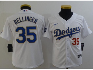 Youth Nike Los Angeles Dodgers #35 Cody Bellinger 2021 Gold Program Jersey White/Gold