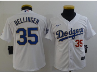 Youth Nike Los Angeles Dodgers #35 Cody Bellinger With Red Number 2021 Gold Program Jersey White/Gold