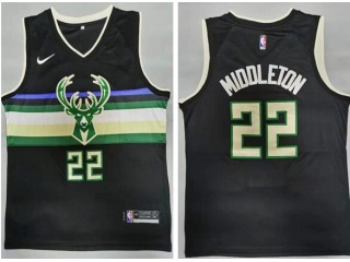 Nike Milwaukee Bucks #22 Khris Middleton Basketball Jersey Black City