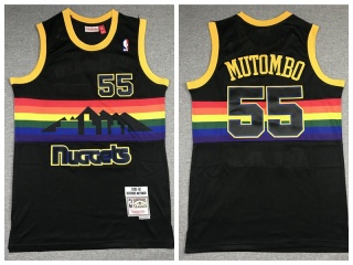 Denver Nuggets# 55 Dikembe Mutombo Rainbow Throwback Jersey Black