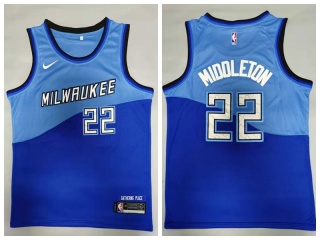 Nike Milwaukee Bucks #22 Khris Middleton Basketball Jersey 2021 Blue City