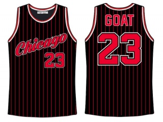 Chicago Bulls #23 Goat Jersey Black Pinstripes