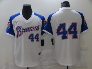 Nike Atlanta Braves #44 Hank Aaron Pullover Jersey White/Blue
